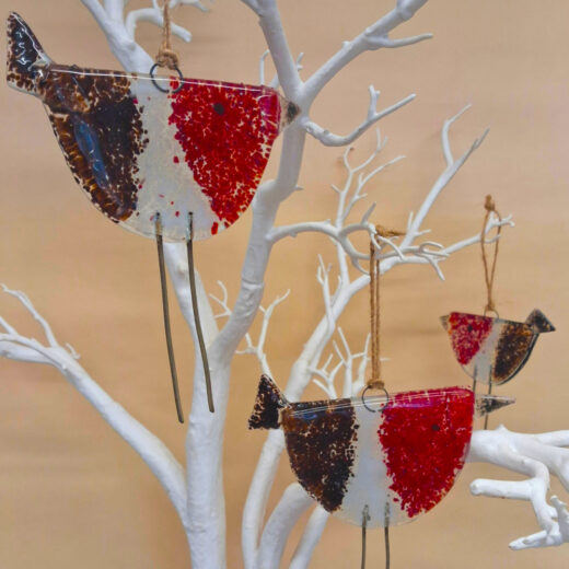 Fused Glass Robin Decorations - Image 4