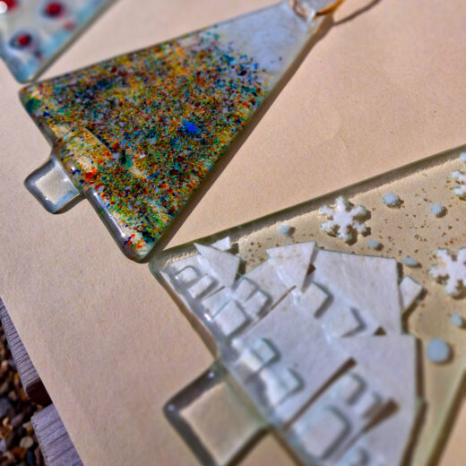 3 Large Fused Glass Tree Decorations - Image 3